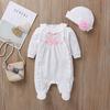 Newborn Infant Baby Girls Solid Ruffles Floral Romper Jumpsuit+Hat Outfits Sets