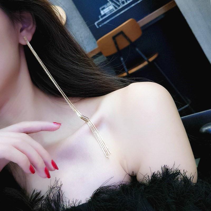 Extra-Long Tassel Earrings: Women's Korean Style, Versatile Stud & Dangle Jewelry