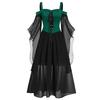 Zpanxa Halloween Costume Gothic Witch Medieval Dress Plus Size Cosplay Vintage Maxi Dress Long Sleeve Splicing Retro Gown Button Irregular Dress