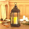 AMZ TUME TK Hot Sale Battery Operated H16 Inch Decorative Lantern Flameless LED Candle Light,Outdoor/Indoor Timer Plastic Bronze