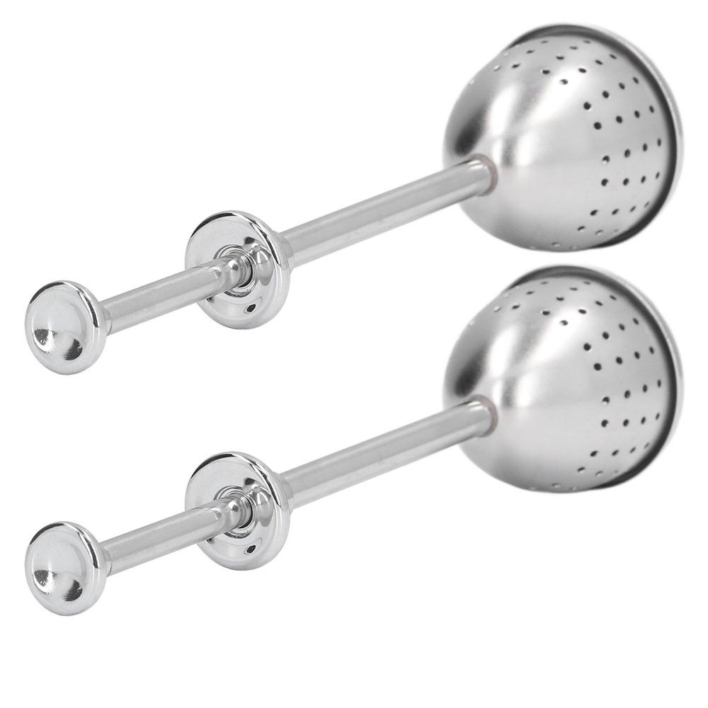 2 Pcs Set Fine Holes Tea Strainer Long Handle Stainless Steel Infuser  Loose Leaf Tea