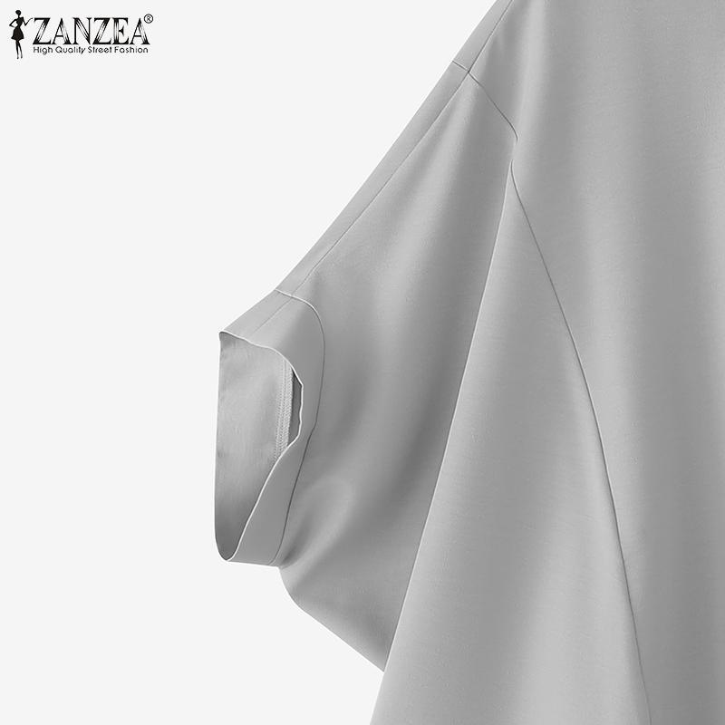 ZANZEA Women Casual Round Neck Batwing Loose Half Sleeve Blouse