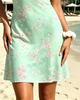 2026 Summer One Shoulder Cherry Blossom Print Mini Dress, Mint Green Slim Beach Sundress