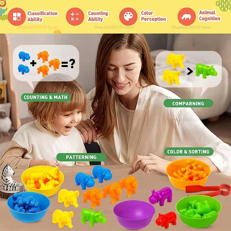 Counting Animal Sorting Toys for Toddlers Preschool Learning Activities for Math Color Cognition Montessori Baby STEM Toys Gifts
