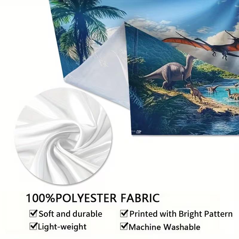 Realistic Dinosaur Tapestry, 150x100cm Prehistoric Waterfall & Mountain Wall Decor for Boys Room & Birthday Party
