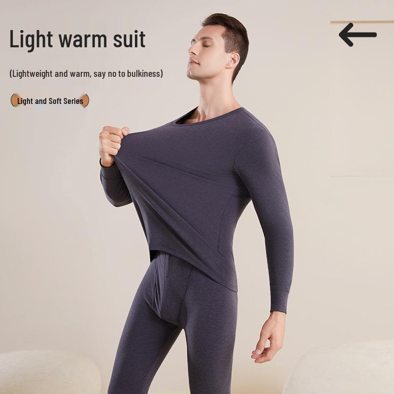 Men's Fleece-Lined Thermal Base Layer Set for Autumn-Winter