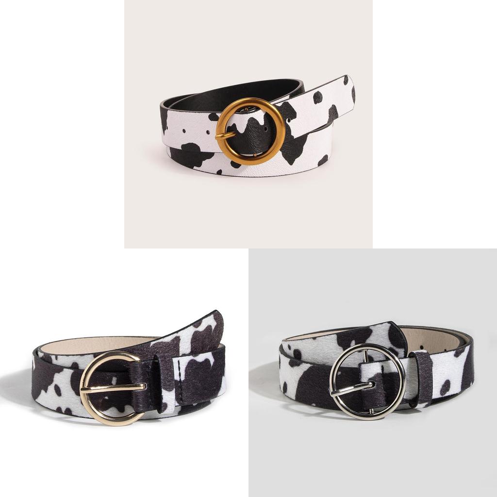Animal Print Faux Leather Belt For Women With Classic Metal Pin Buckle For Casual Jeans