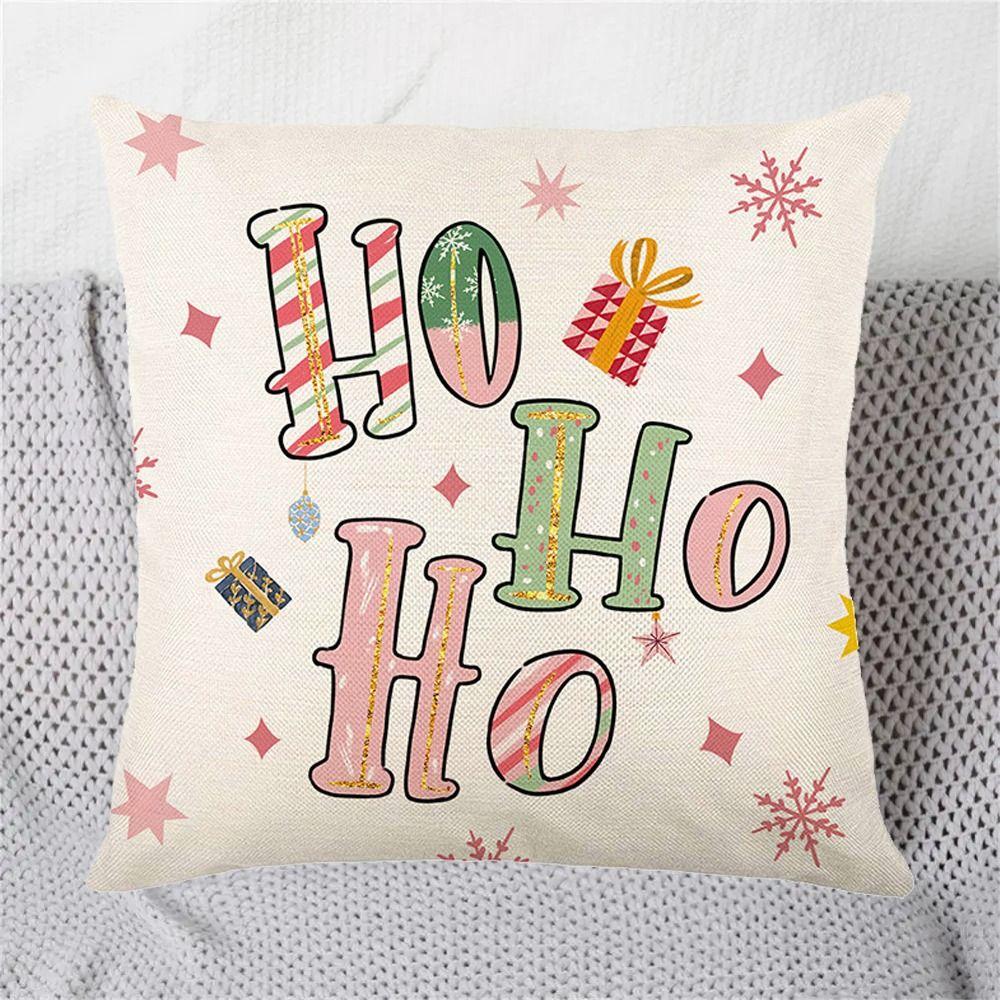 2Pcs 45x45cm Flax Cushion Cover Soft Sofa Pillowcase Merry Christmas Cushion Cover  Christmas