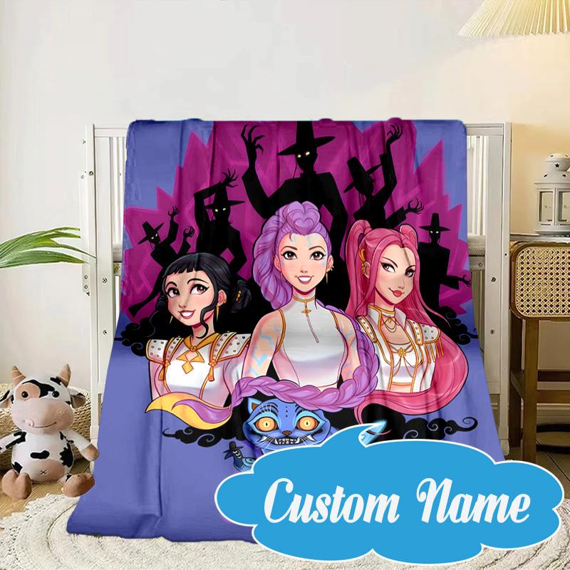 Custom Name KPop Cartoon Blanket bed sofa Blanket Flannel Blanket for Camping, Hiking, Picnic Essentials,gift for Fan family