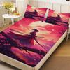 1pc 3D Fitted Sheets Set Sunset Samurai Cherry Blossom Tree Pattern  Bedding Set Printed Customized For Man And Kids Decorate
