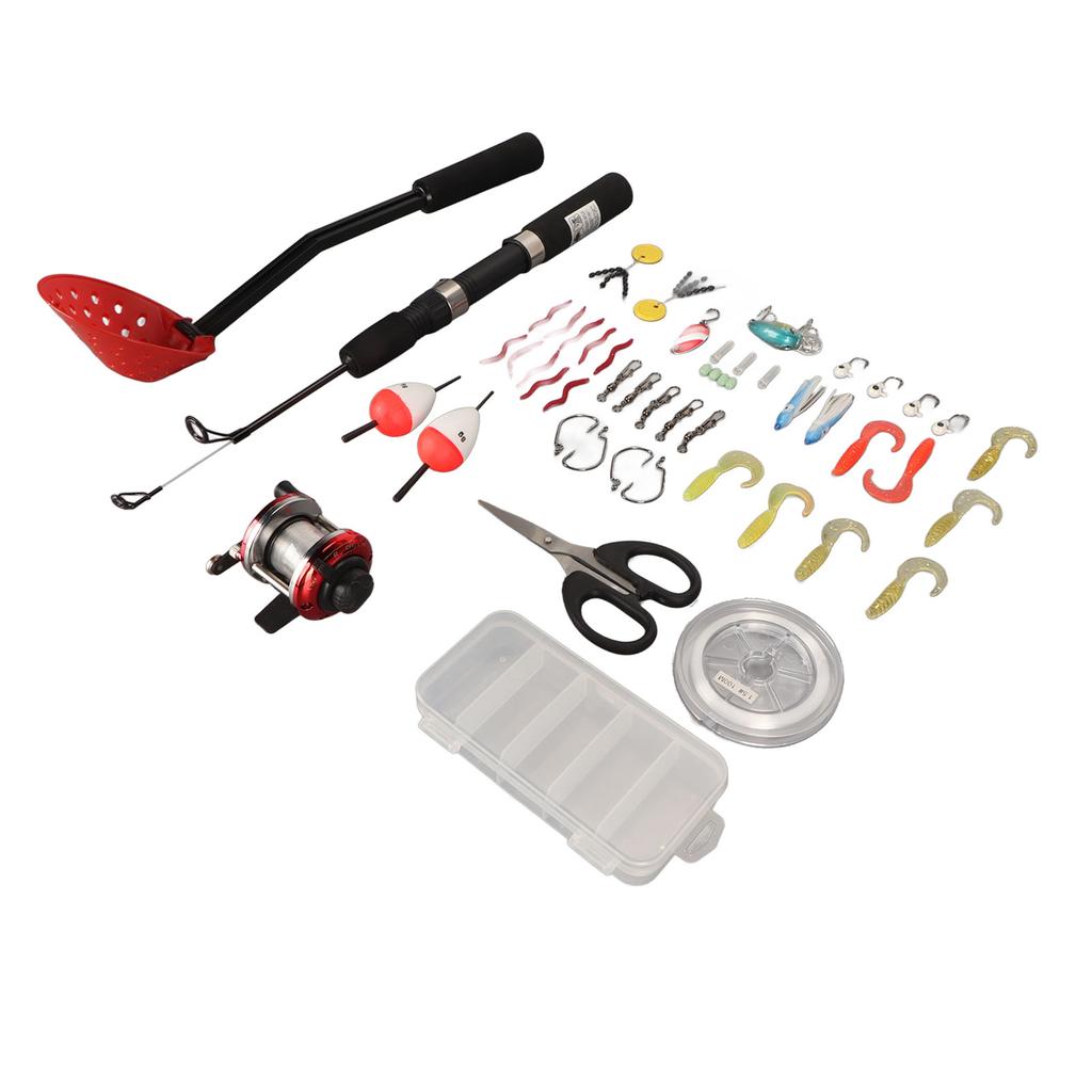 50cm Eisangelrute Rolle Köder Löffel Komplette Sets mit Angeltasche Eisangelausrüstung