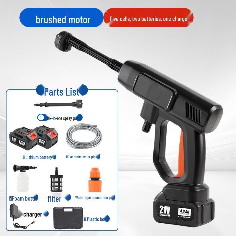 Portable High-Pressure Car Washer - Rechargeable Lithium Battery Powered for Home, Garden, and Car Cleaning.