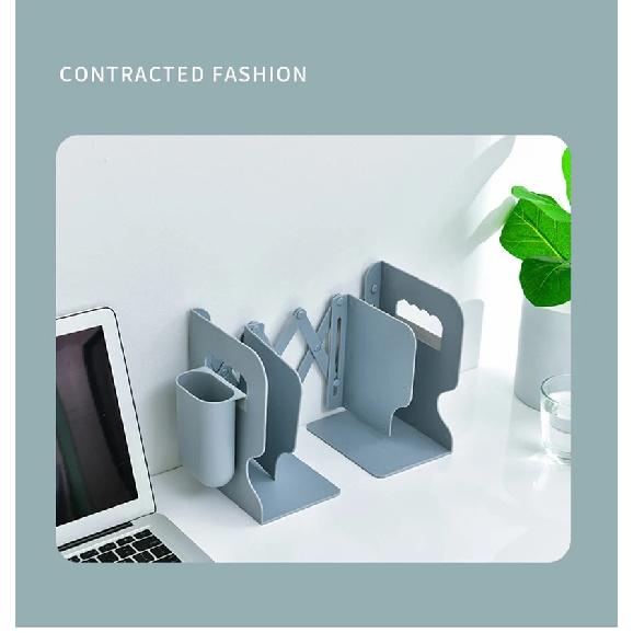 Retractable Book Stand With Pen Holder Creative Student Use Bookshelf Folding Storage Desk Organizer Office Accessories