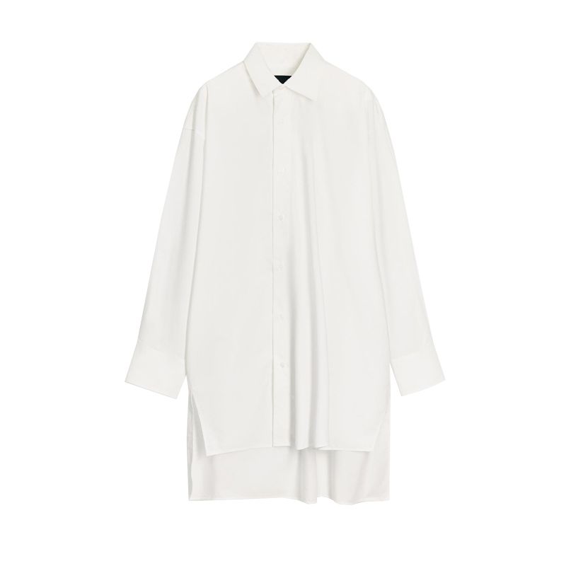 

Summer New Product Women s Clothes Cotton Ruched Decorative Sports Series Long Sleeves Lapel Poplin Shirt 5063026 White L