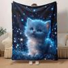1pc Kitten Printing Lightweight Flannel Blanket, Comfortable and Warm Blanket, for Camping Sofa Bed and Couch Office, Gift