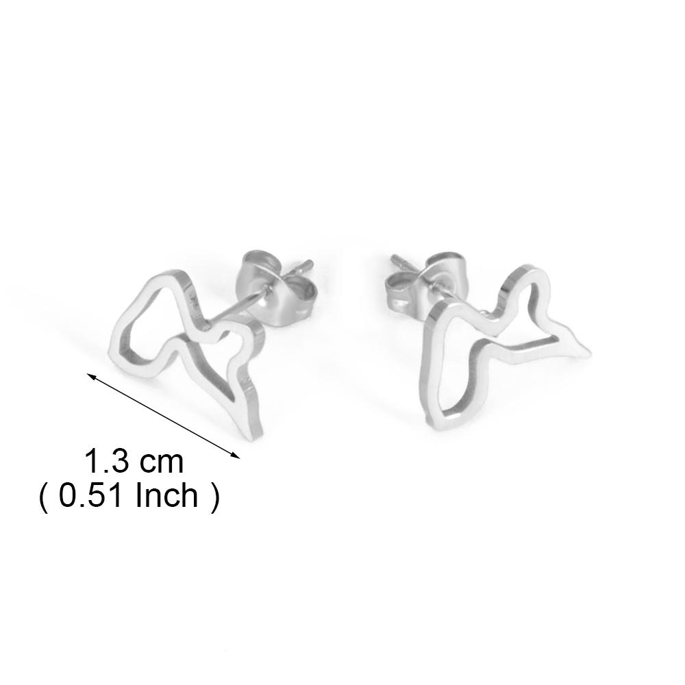 Anniyo 1.3cm Guadeloupe Map Stud Earrings for Women Girls France Guadeloupe Jewelry Stainless Steel @362621