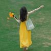 French Yellow Suspender Dress, Children's New Summer Travel Wear, Seaside Vacation Style Temperament Dress