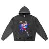 DTG Print Knitted Denim Zip-Up Hoodie Copy of Seiya Pegaso Brother Print Zipper Hoodies  