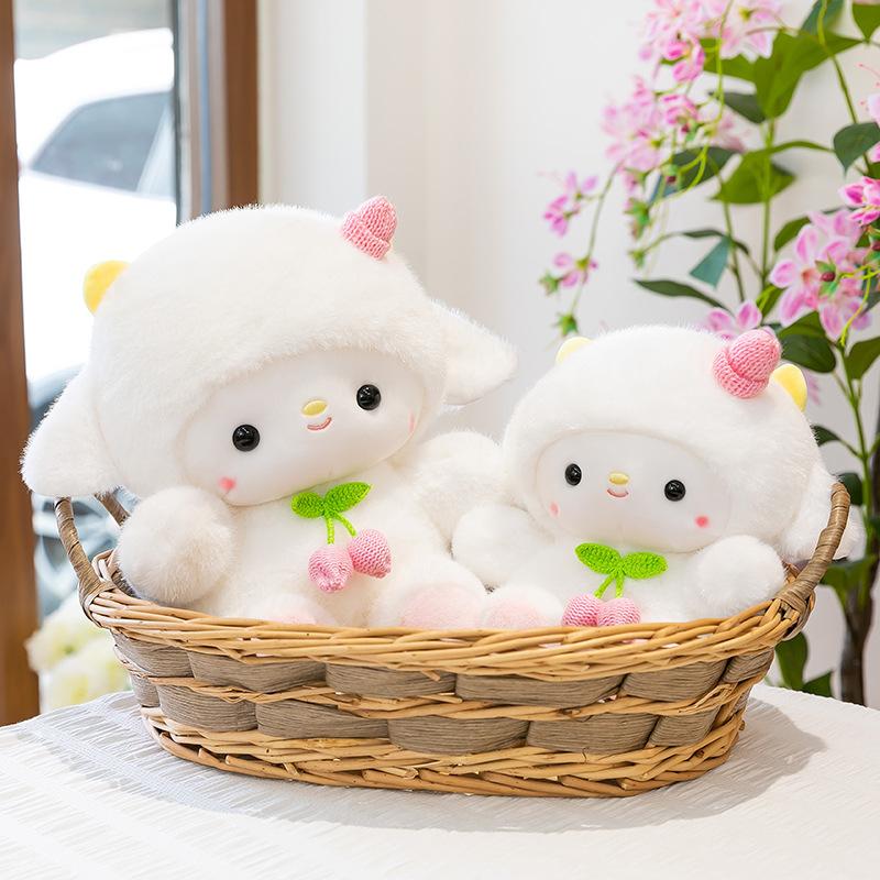 Cute sheep doll plush toy table with doll lamb doll children accompany birthday gift