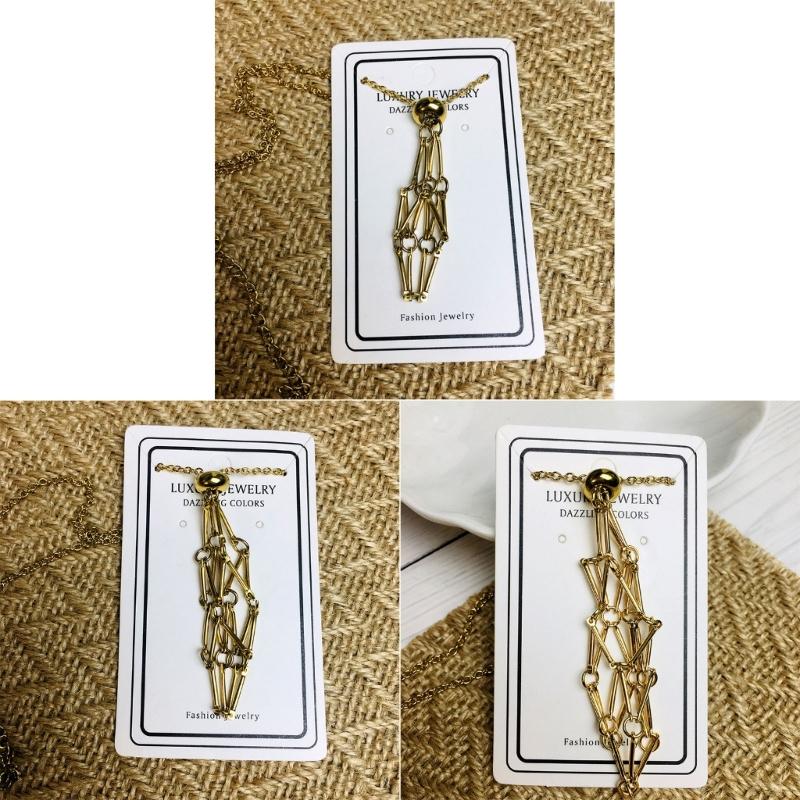 Unique Empty Necklace Holder Adjustable Chain Choker Metal Cage Shape Pendant Necklace for Independent Thinkers