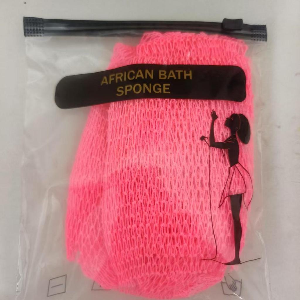 Afrikanisches Nylon-Peeling-Badetuch mit hoher Elastizität und langem Streifendesign.