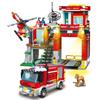 Fire Station City Oceans Blocks Compatible Fire Station Set with Fire Station Fire Helicopter Fire Ship Rescue Boat