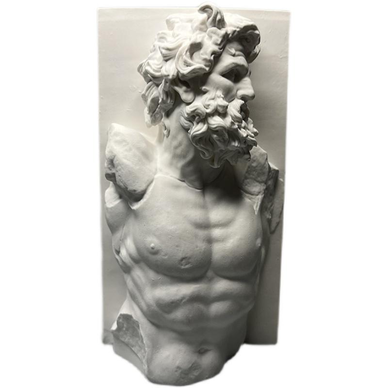 European Gypsum Figure Sculpture Vintage Muscular Male Statue Bookcase Ornament Philosophy Figure Interior Aesthetic Decoration