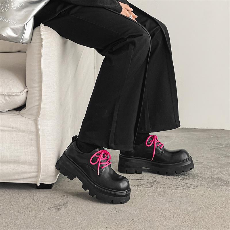 

Большие кожаные туфли мужские ins модные британские ботинки Martin на платформе нишевый дизайн высококачественные туфли Дерби 6115-J 44 чёрный