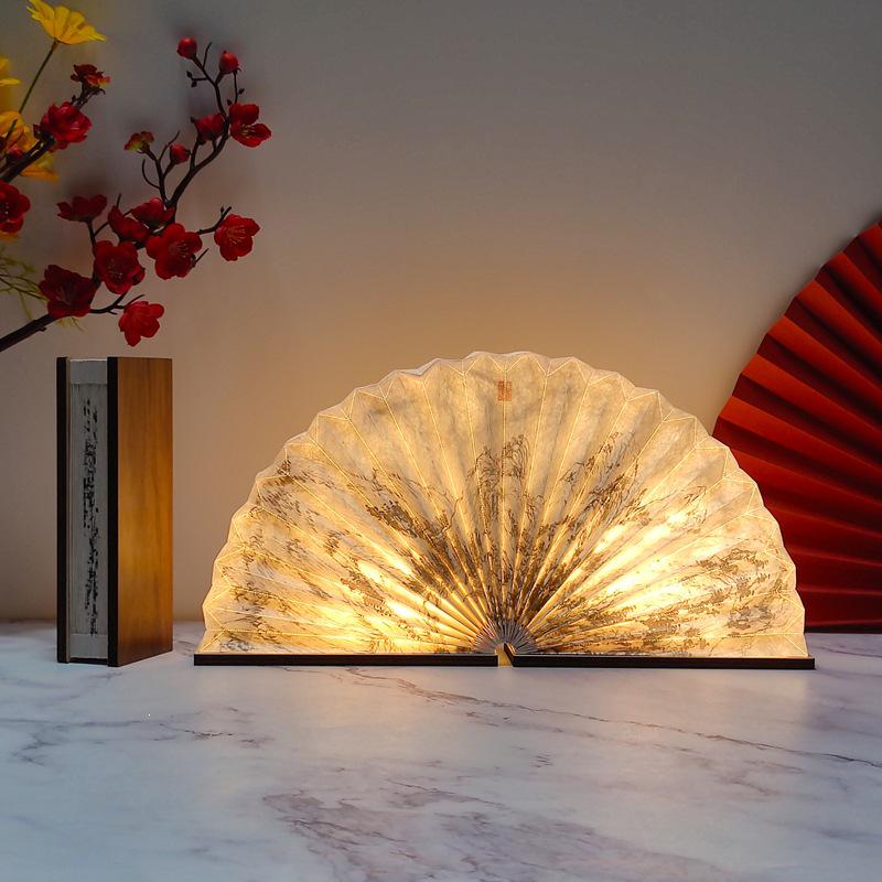 LED Fan Shaped Book Light: Creative Folding Desk Lamp & Night Light Gift