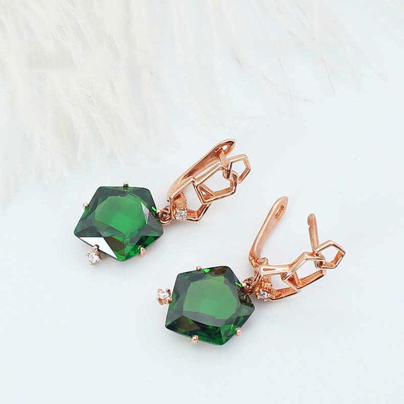 Exquisite Russian Purple Gold Chlorite Egg Surface Geometric Earrings Rose Gold Plated Classic Versatile 585 Colored Gold Earrings