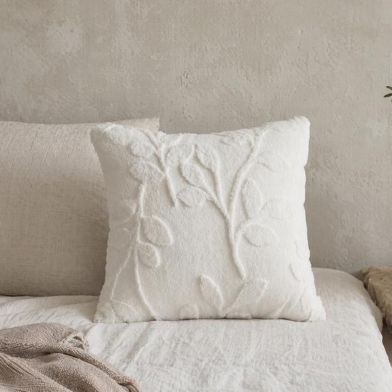 Plush Jacquard Pillow Cover, 3D Embossed Solid Color Cushion Case, 17.7 x17.7 Inch Anti-Static Soft Throw Pillow Cover, Modern Cozy Home Decor for