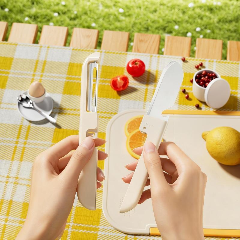 Multi-Functional Split‑Design Multi‑Purpose Fruit Knife, Portable Stainless Steel Peeler & Cutter With 135 Degree Rotatable Peeling