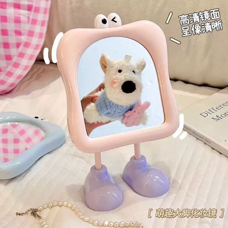 Bigfoot Portable Desktop Vanity Mirror for Dorm Students Cute Mini Beauty Mirror High-Face Makeup Mirror