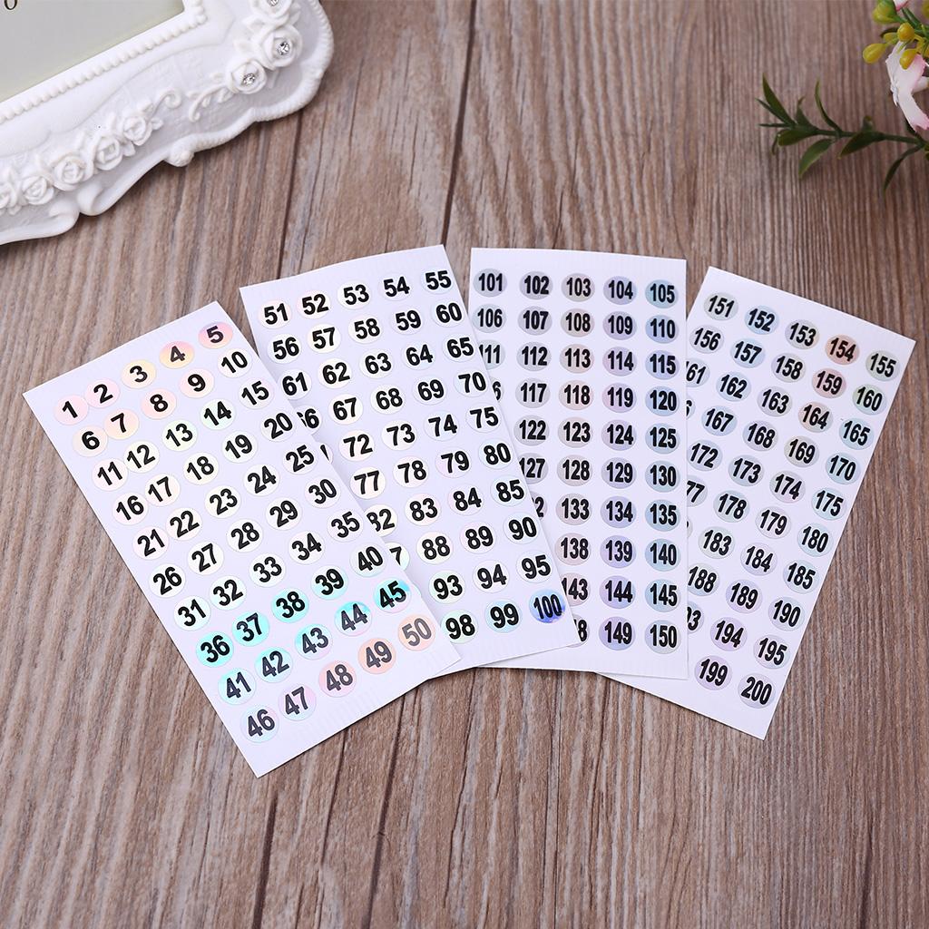 1 to 200 Number Stickers Self-Adhesive Round Number Labels Inventory Stickers Decal for Indoor Outdoor Storage Boxes