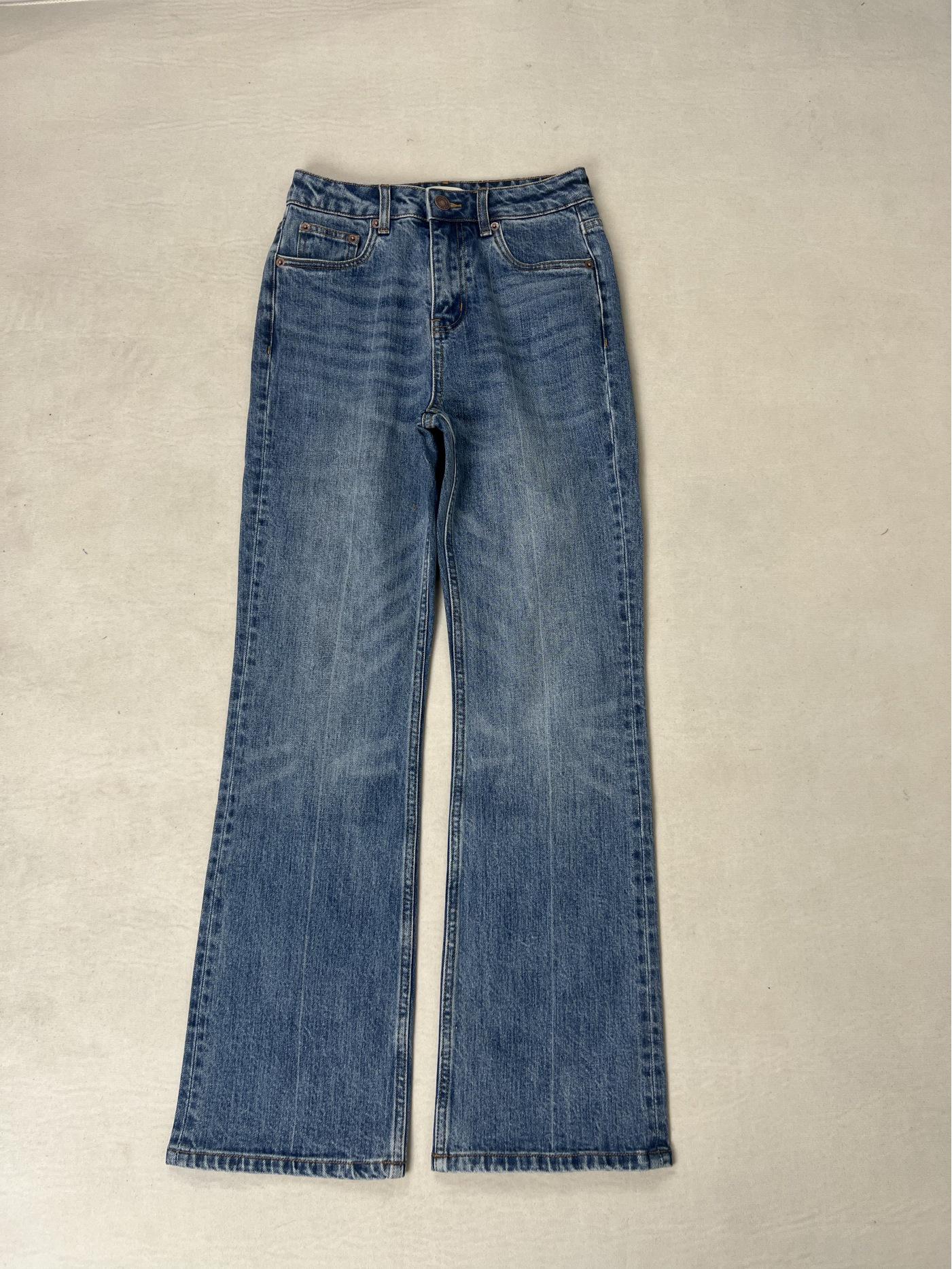 Women s Light Blue High-Waisted Versatile Elastic Cotton Micro-Flare Denim Pants Size 28