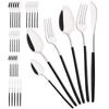 36Pcs Black Cutlery Sets Stainless Steel Knife Fork Spoon Tableware Dessert Mirror Flatware Set Festival Kitchen Dinnerware Gift