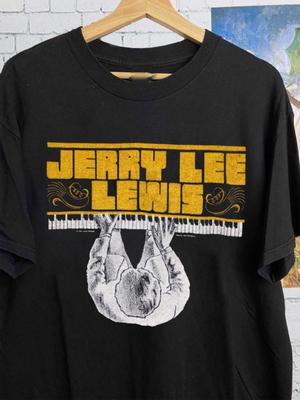 JERRY LEE LEWIS T-Shirt 1984 Rockin' the World Live Black All Size Shirt QQ1282