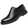 High-End Fashionable Men's Lace Up Dress Shoes Cow Leather Top Layer Rubber Outsole Young Business Suit Shoes For Men