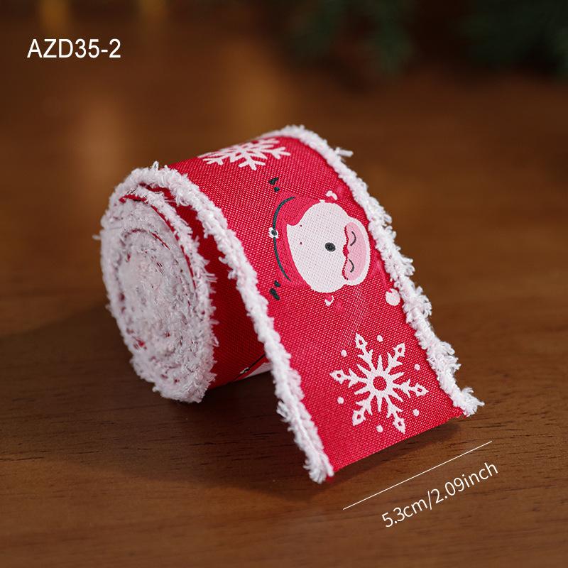 Red Ribbon with White Velvet Trim Snowflake Print Christmas Bow Gift Ribbon Christmas Decoration