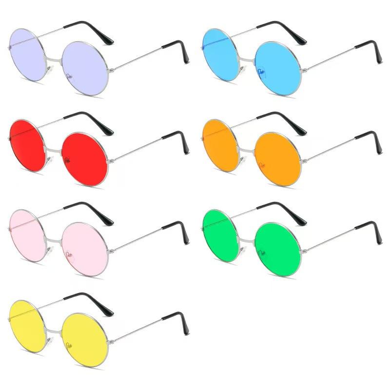 Fashion Disco Hippie Sun Glasses  Women Men Circle Glasses Round Sunglasses Metal Glasses Women's Eyewear