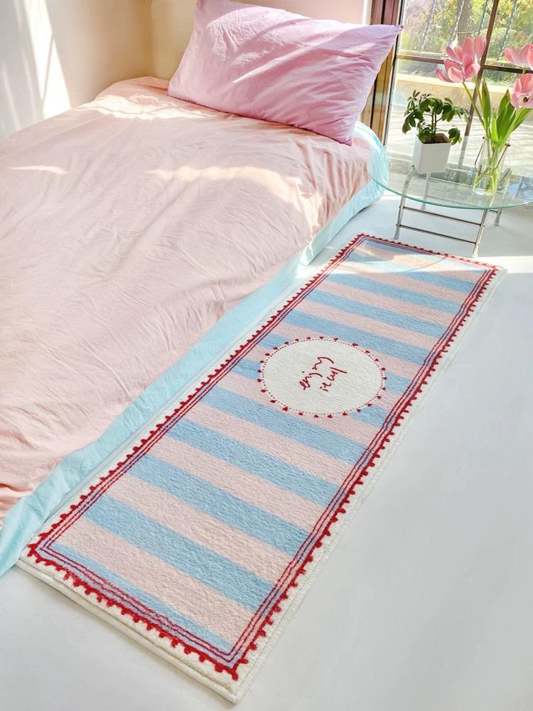 

VIKAMA Ins Style Cashmere Long Strip Rug Comfort Cooling Bedroom Bed Blanket Bay Window Blanket Cloakroom Carpet Home Decor 40x120cm 16x47inch