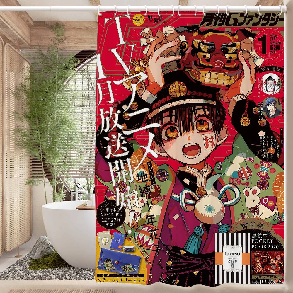 Anime Toilet B-Bound H-Hanako Kun Shower Curtain - Water-Repellent And Leak-Resistant, Mold And Mildew Resistant For