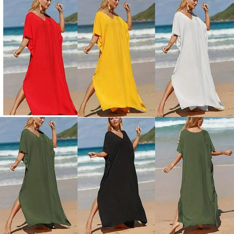 

Bohemian Maxi Beach Cover Up Loose Fit Robe Large Size RMZ01 One Size, RMZ01-5