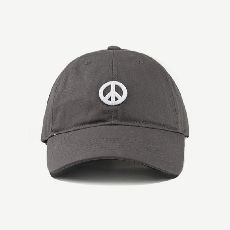 On the Moment Peace Mark Logo Cotton Ball Cap C3 Gray GRAY