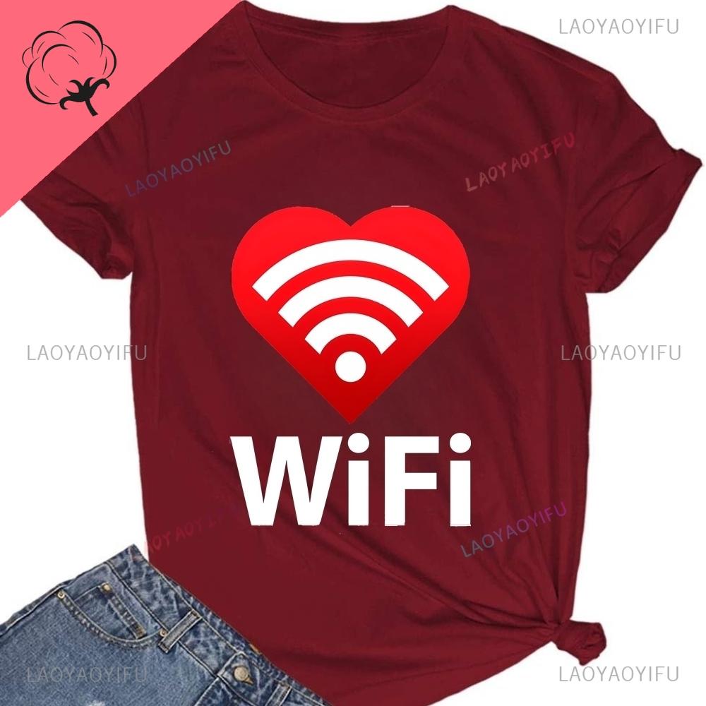 Love Is Shared WiFi Tshirt Valentines Day Gift Tshirt Fun WiFi Sharing Tshirt Unisexs and WoUnisexs Pure Cotton Tshirts