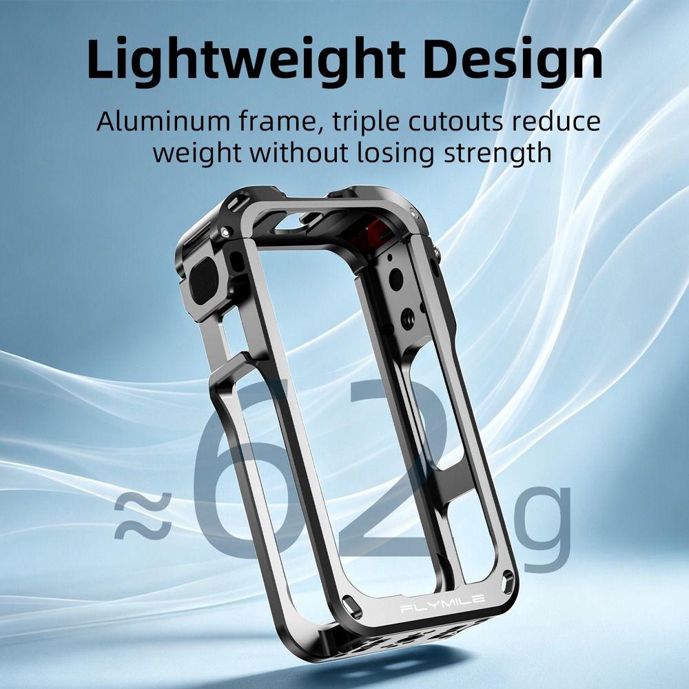 Built-in Cold Shoe Metal Frame Aluminum Alloy Camera Cage for Insta360 X6 Action Camera Accessories