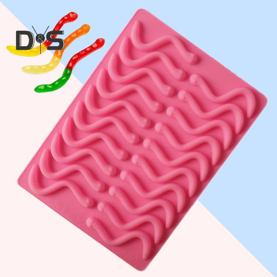 Chocolate Mold 20 Cavity Gummy Snake Lightweight Reusable Worms Cake Mold Baking Tool