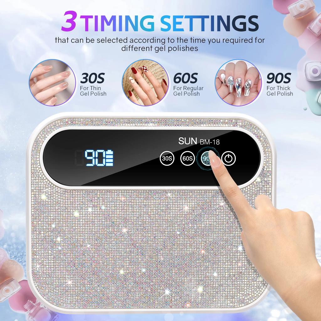 DianaBeauty 168W Rechargeable UV LED Nail Lamp 42LEDS Nail Dryer for Curing All Gels Nail Polishing Nail Art Tools