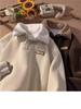 Men's Corduroy Polo Collar Sweatshirt, Autumn/Winter Style with Velvet and Lamb Wool, Hong Kong Fashion for Teens