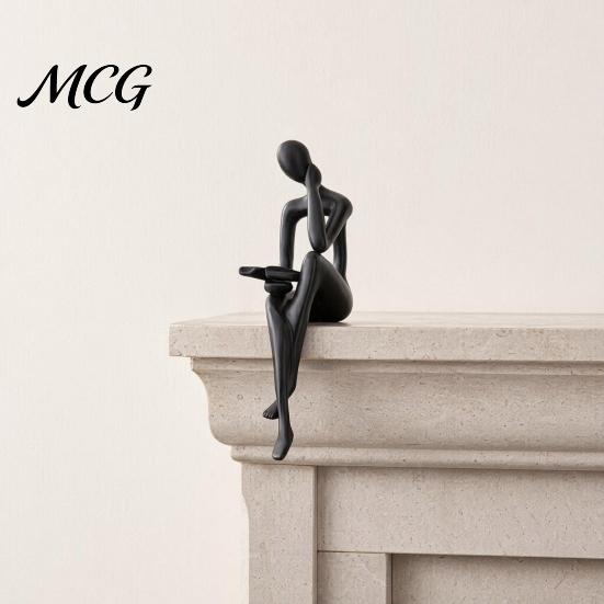 Figurina Moderna per la Meditazione Figure del Pensatore Stampate in 3D Ornamenti, Sculture Minimaliste di Arte Astratta Elegante Decorazione da Appendere da Tavolo per Casa Ufficio
